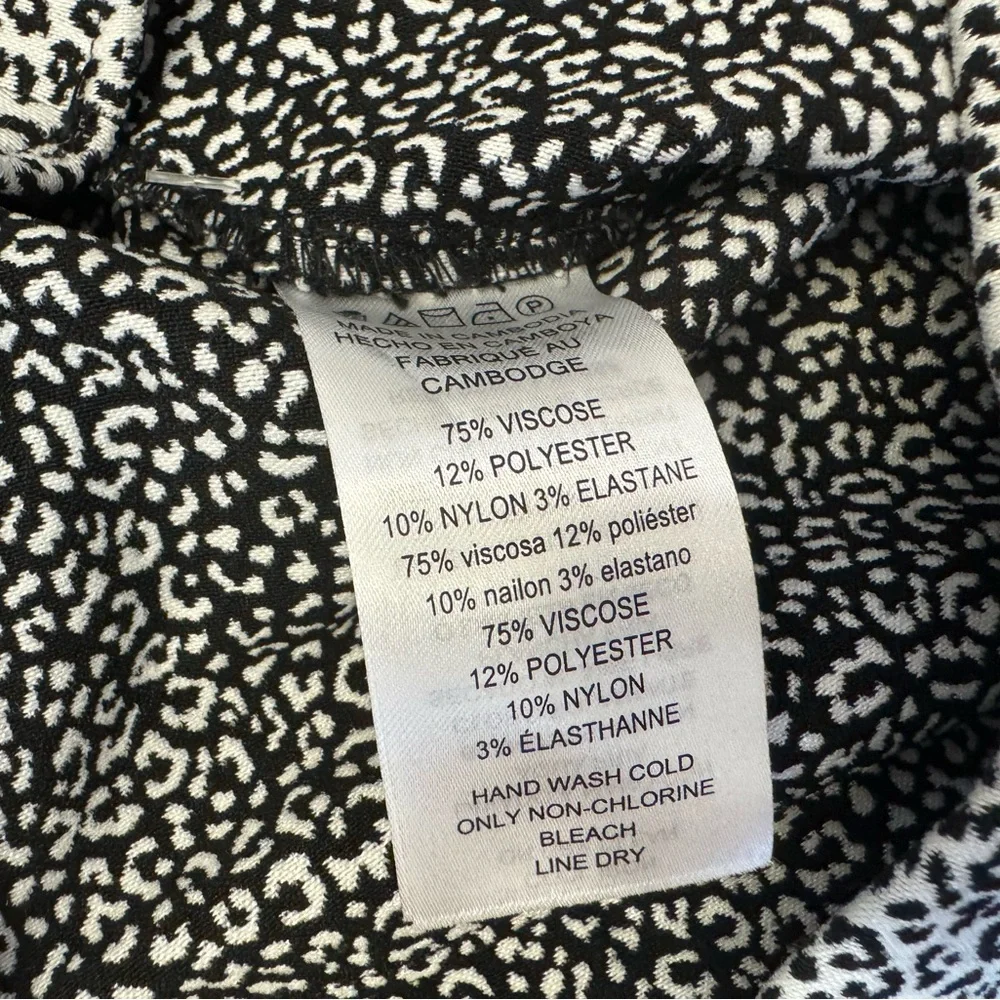 Michael‎ Kors L Super Skinny Ankle Pull On Stretch Pant Black White Animal New